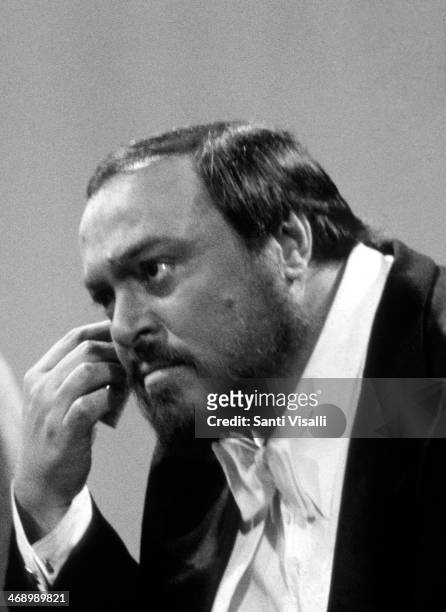 Singer Luciano Pavarotti on TV on November 3, 1980 in New York, New York.
