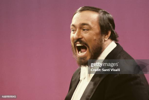 Singer Luciano Pavarotti on TV on November 3, 1980 in New York, New York.