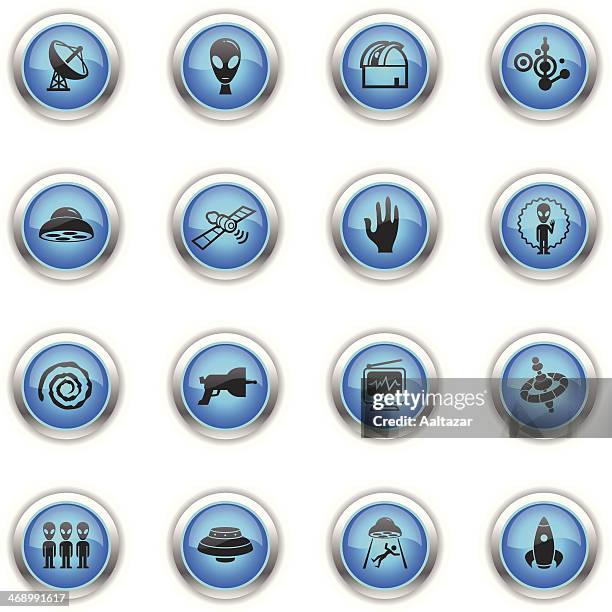 blue icons - ufo - crop circles stock illustrations