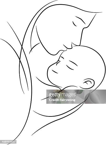 Mother Holding Her Sleeping Baby High-Res Vector Graphic - Getty Images