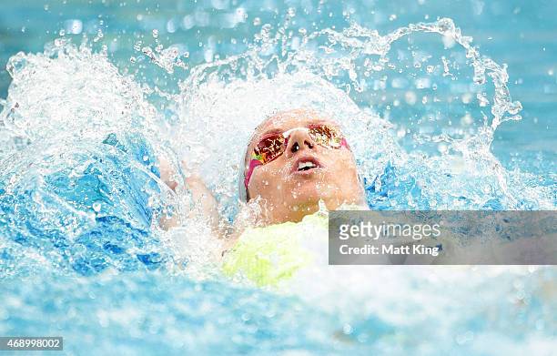 Emily Seebohm competes in the Women's 200m Backstroke Final during day seven of the Australian National Swimming Championships at Sydney Olympic Park...