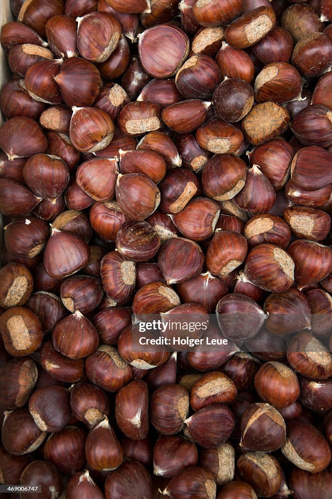 Chestnuts for sale at market stand