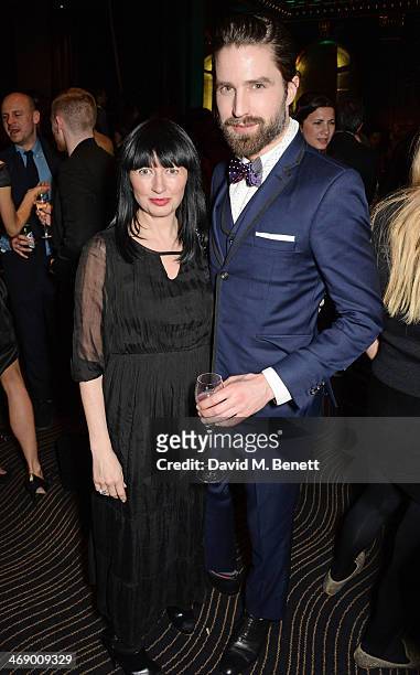Charlotte Cutler and Jack Guinness attend a party hosted by EE and Esquire at The Savoy Hotel ahead of the 2014 EE British Academy Film Awards on...
