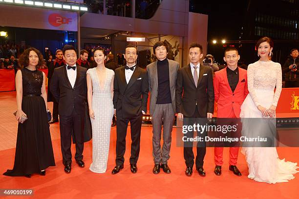 Producer Qu Vivian, actor Wang Jingchun, actress Gwei Lun Mei, actor Liao Fan, director Diao Yinan, actor Wang Xuebing, actor Yu Ailei and actress Ni...