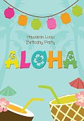 Hawaiian luau birthday invitation