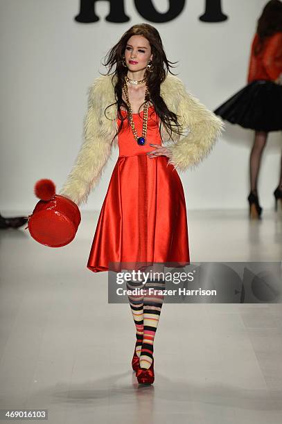 Model walks the runway at the Betsey Johnson fashion show during Mercedes-Benz Fashion Week Fall 2014 at The Salon at Lincoln Center on February 12,...