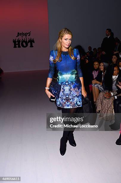 Paris Hilton attends the Betsey Johnson fashion show during Mercedes-Benz Fashion Week Fall 2014 at The Salon at Lincoln Center on February 12, 2014...