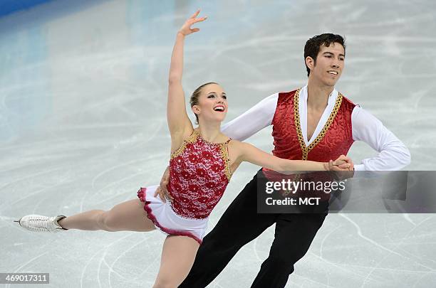 Paige Lawrence and Rudi Swiegers of Canada compete in the pairs free skate during the Winter Olympics at the Iceberg Skating Palace in Sochi, Russia,...