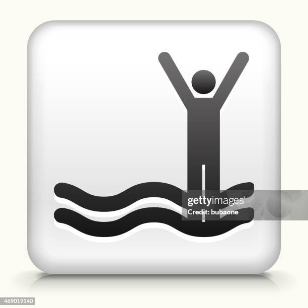 royalty free vector button with stick figure in flood icon - flood stock illustrations