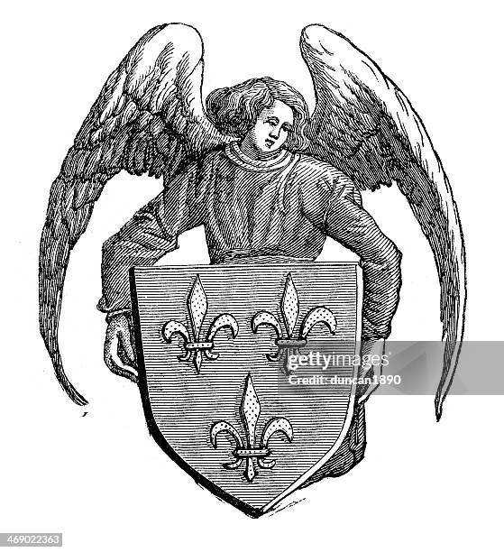 coat of arms - france - angels crest stock illustrations