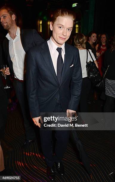 Freddie Fox attends a party hosted by EE and Esquire at The Savoy Hotel ahead of the 2014 EE British Academy Film Awards on February 12, 2014 in...