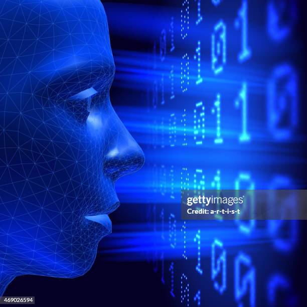 three dimensional head on abstract background - forehead stock illustrations