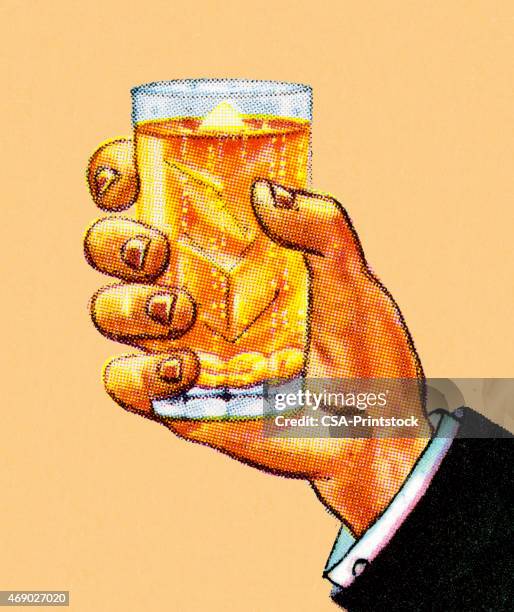hand holding glass - man drinking alone stock illustrations