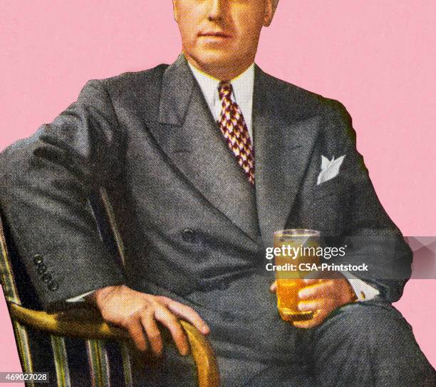 man sitting holding drink - leaving work stock illustrations