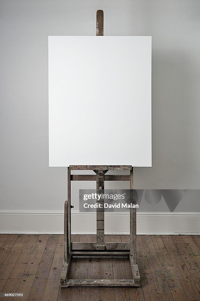 A blank canvas on an easel