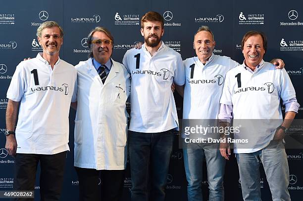 Mercedes-Benz Spain Communication Director Enrique Aguirre, Institut Guttmann Director Doctor Josep M. Ramirez, FC Barcelona player and Laureus...