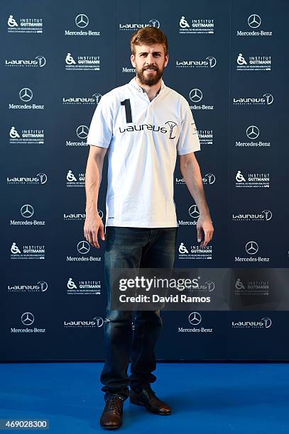 Laureus Foundation Ambassador, FC Barcelona player Gerard Pique poses for a picture on April 9, 2015 in Barcelona, Spain.