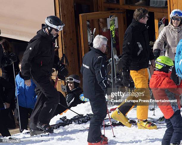 Beltran Gomez Acebo and King Felipe VI of Spain are seen on March 8, 2015 in Baqueira Beret, Spain.