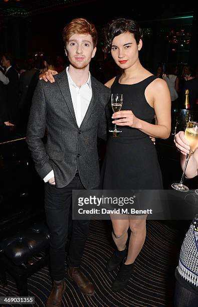 Luke Newberry and guest attend a party hosted by EE and Esquire at The Savoy Hotel ahead of the 2014 EE British Academy Film Awards on February 12,...