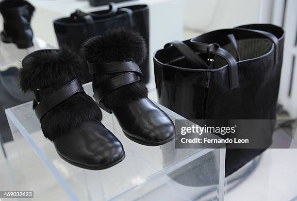 Shoes and purses pictured during the Newbark presentation during Mercedes-Benz Fashion Week Fall 2014 on February 12, 2014 in New York City.