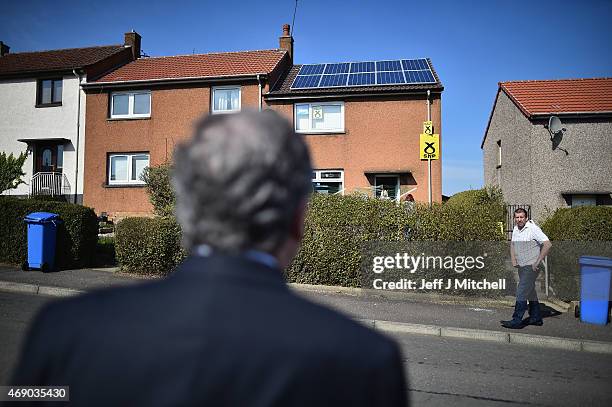 Roger Mullin, SNP candidate for Kirkcaldy and Cowdenbeath, campaigns on the Templehall estate in the constituency of former Prime Minister Gordon...