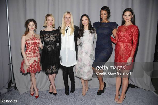 Anna Kendrick, Sarah Paulson, designers Keren Craig & Georgina Chapman, Tyra Banks and Katie Holmes attend the Marchesa Show during Mercedes-Benz...
