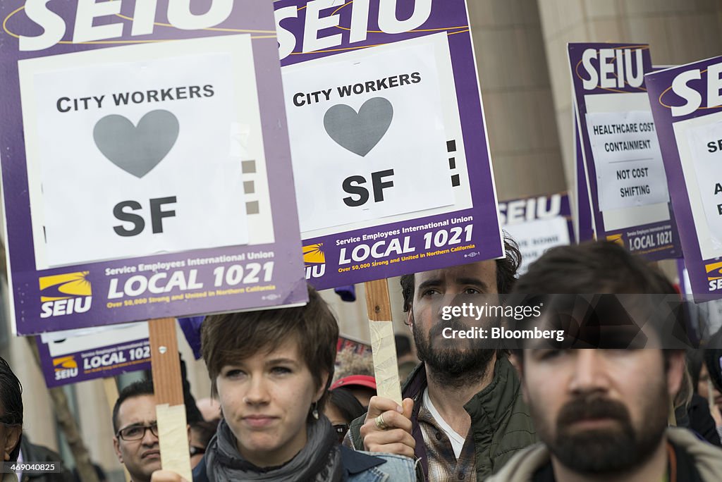 City Workers Hold Affordable Healthcare Rally Outside Twitter Headquarters