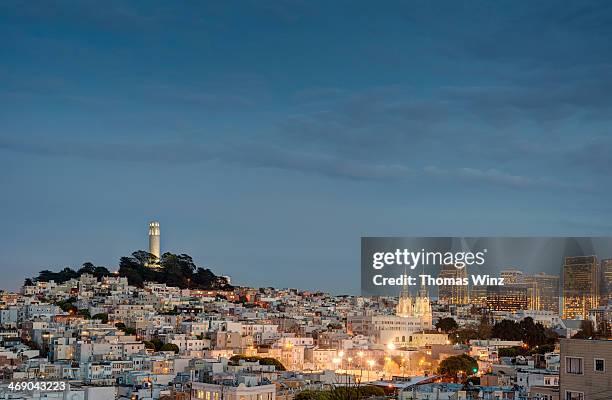 view of san francisco at dusk - north beach san francisco stock-fotos und bilder