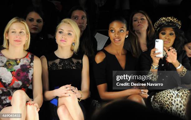 Kelly Rutherford, Peyton List, Condola Rashad and June Ambrose attend the Nanette Lepore Show during Mercedes-Benz Fashion Week Fall 2014 at The...