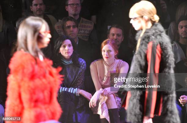 Michele Hicks and Karen Elson attend the Anna Sui fashion show during Mercedes-Benz Fashion Week Fall 2014 at The Theatre at Lincoln Center on...