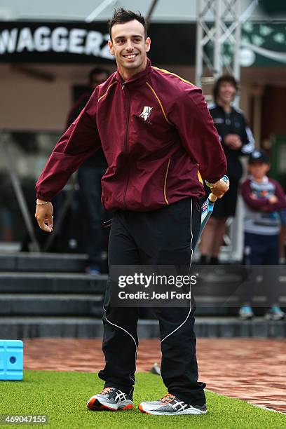 Daryl Mitchell of the Northern Knights plays a game of cricket during the "One Year To Go" to the ICC Cricket World Cup announcement on February 13,...