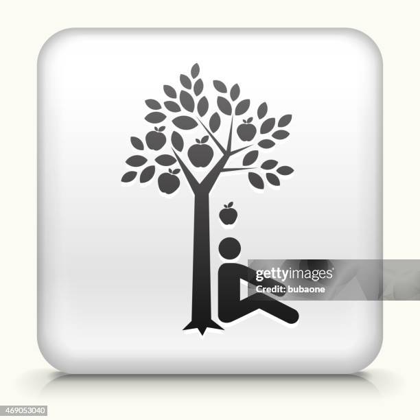 royalty free vector icon button with discovering gravity - apple fall tree stock illustrations