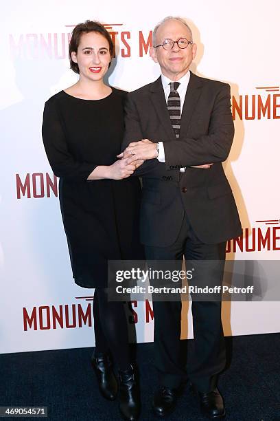 Actor Bob Balaban and guest attend the 'Monuments Men' : Premiere at Cinema UGC Normandie on February 12, 2014 in Paris, France.