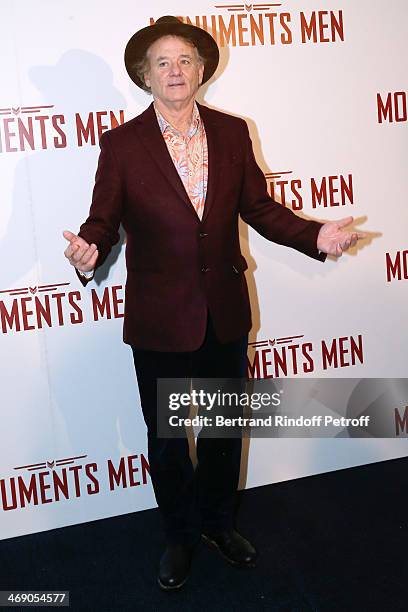 Actor Bill Murray attends the 'Monuments Men' : Premiere at Cinema UGC Normandie on February 12, 2014 in Paris, France.