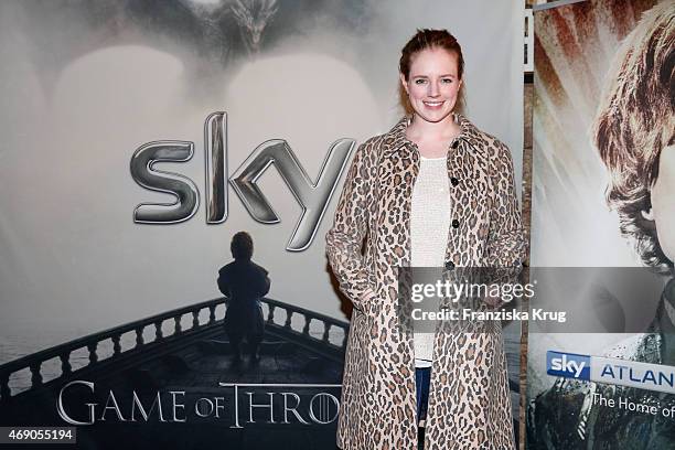 Anina Haghani attends the German premiere of Game of Thrones S5 at Apfelwein Klaus which starts on April 12th on Sky in Germany and Austria on April...