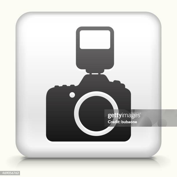 royalty free vector icon button with dslr camera and flash - digital camera white background stock illustrations