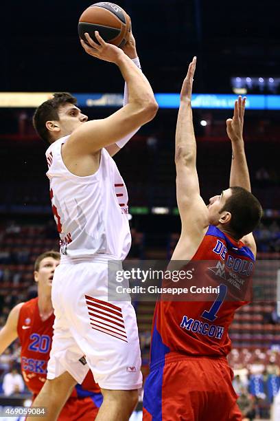 Alessandro Gentile, #5 of EA7 Emporio Armani Milan in action during the Turkish Airlines Euroleague Basketball Top 16 Date 14 game between EA7...