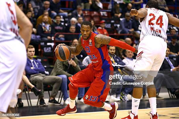 Sonny Weems, #13 of CSKA Moscow in action during the Turkish Airlines Euroleague Basketball Top 16 Date 14 game between EA7 Emporio Armani Milan v...