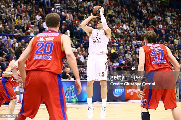 Alessandro Gentile, #5 of EA7 Emporio Armani Milan in action during the Turkish Airlines Euroleague Basketball Top 16 Date 14 game between EA7...