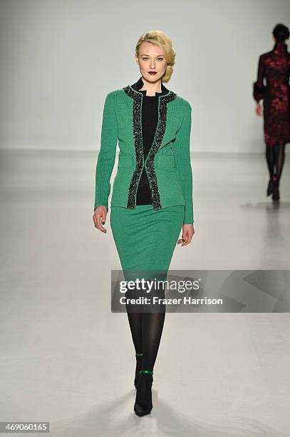 Model walks the runway at the Zang Toi fashion show during Mercedes-Benz Fashion Week Fall 2014 at The Salon at Lincoln Center on February 12, 2014...