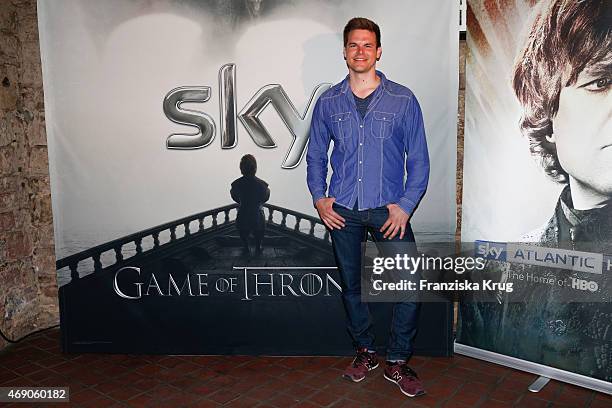 Marc Behrenbeck attends the German premiere of Game of Thrones S5 at Apfelwein Klaus which starts on April 12th on Sky in Germany and Austria on...
