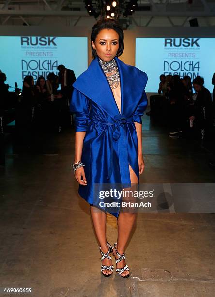 Actress Kat Graham attends the Maison de Papillon show during Nolcha Fashion Week New York Fall/Winter 2014 at Pier 59 on February 12, 2014 in New...