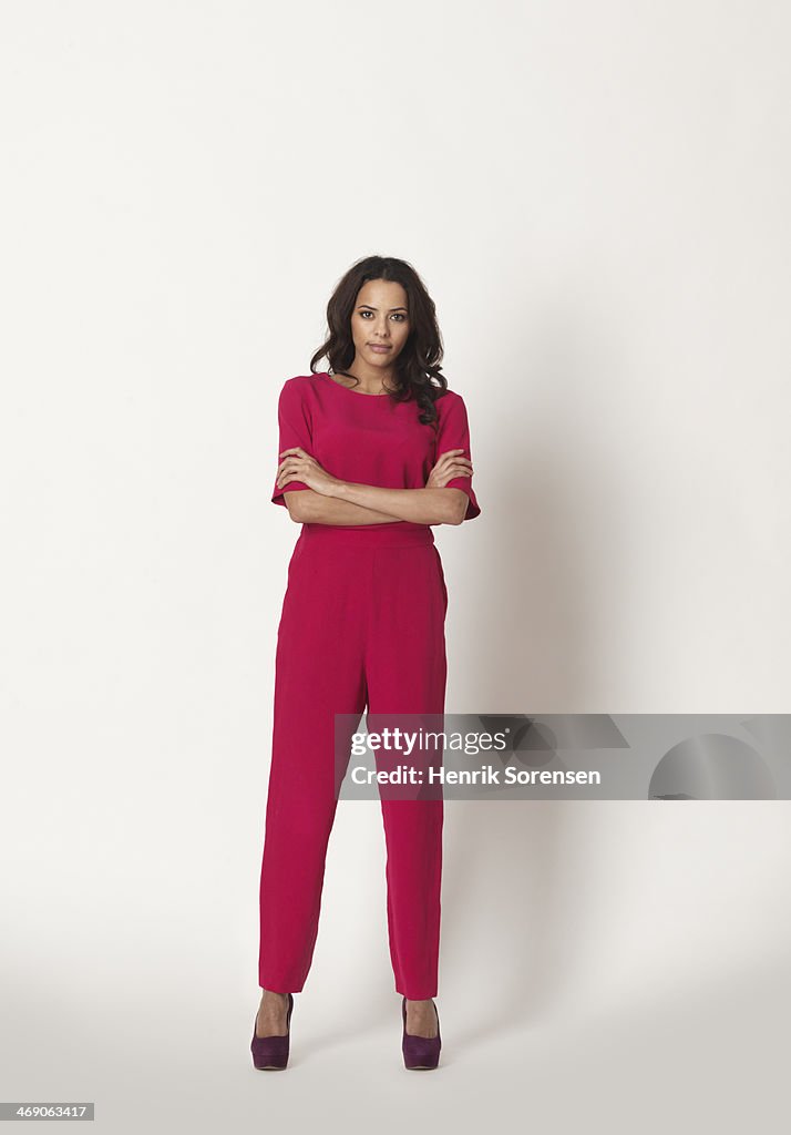 Full-length portrait of a young woman