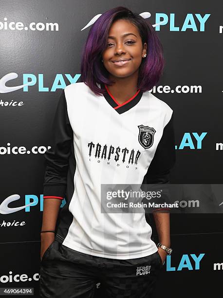 Justine Skye visits at Music Choice on April 9, 2015 in New York City.