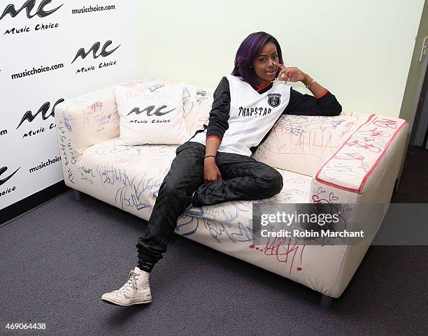 Justine Skye visits at Music Choice on April 9, 2015 in New York City.