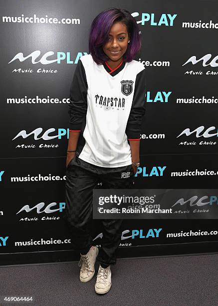 Justine Skye visits at Music Choice on April 9, 2015 in New York City.