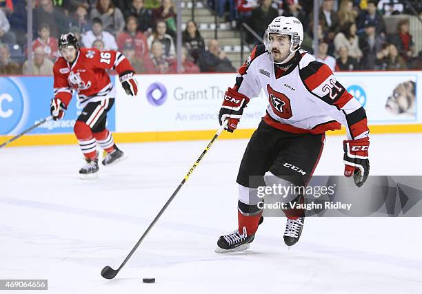 Jacob Middleton of the Ottawa 67's skates during Game 6 of the Eastern Conference Quarter-Finals against the Niagara IceDogs at the Meridian Centre...