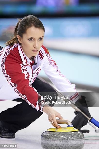 Winter Olympics: Team Russia Anna Sidorova in action during Women's Round Robin Session at Ice Cube Curling Center. Sochi, Russia 2/12/2014 CREDIT:...