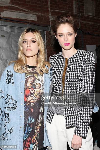 Ioanna Gika and Coco Rocha attend the Sass & Bide fashion show during Mercedes-Benz Fashion Week Fall 2014 at The Waterfront on February 12, 2014 in...