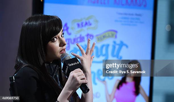 Actress Ashley Rickards attends the AOL BUILD Speaker Series to discuss her new book "A Guide To Really Getting It Together" at AOL Studios on April...